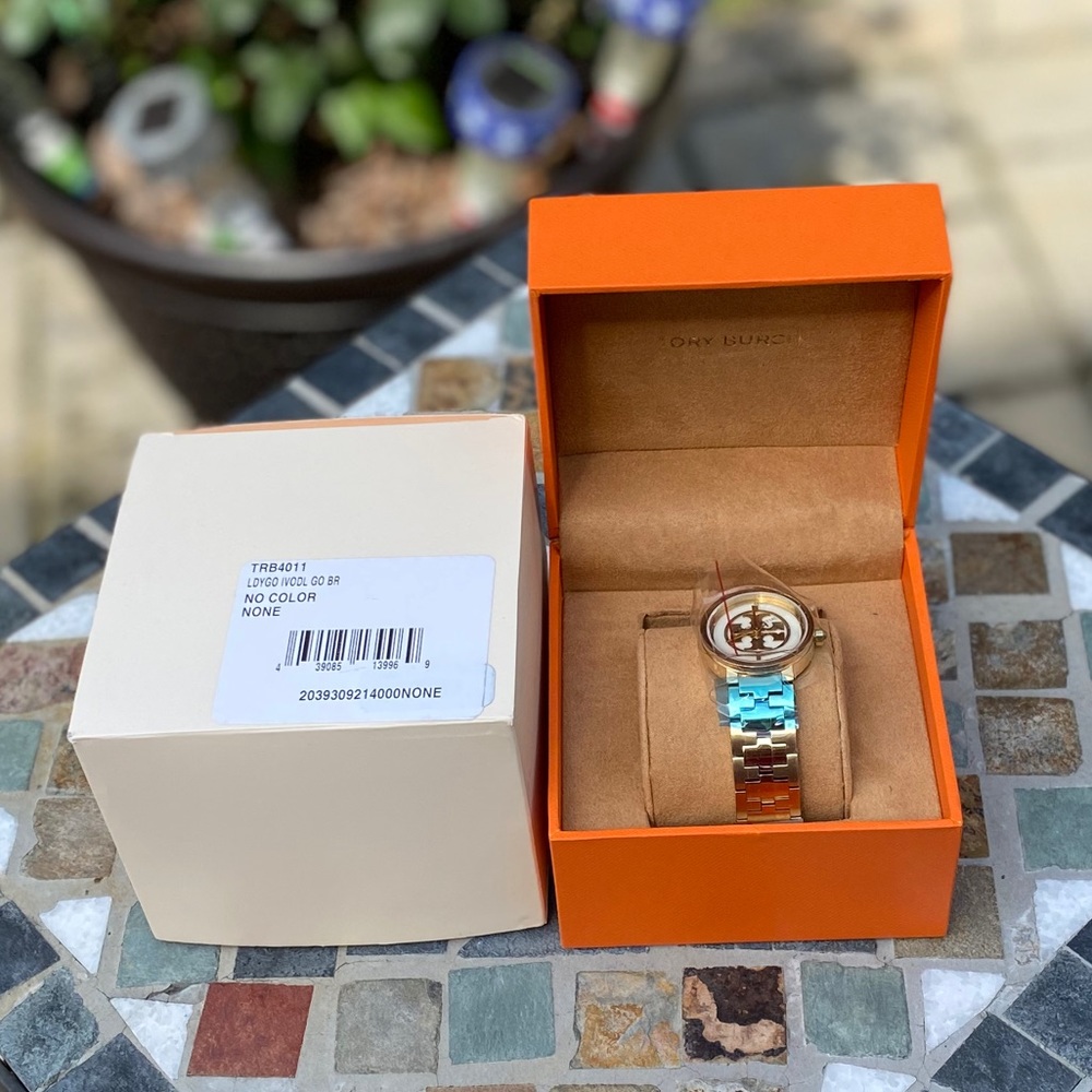 Tory Burch Reva Ivory Dial Ladies Gold Tone Watch - Picture 2 of 11